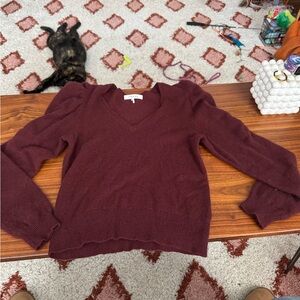 Frame Denim Deep Burgundy V-Neck Sweater